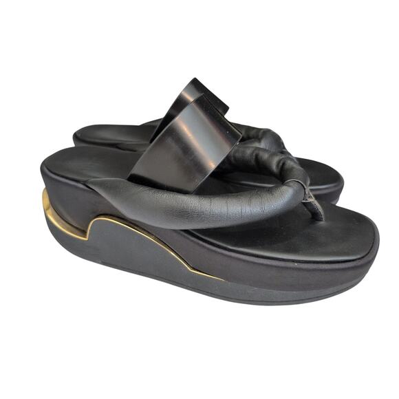 4CCCCEES Eclipse Sling Shoe Black Thong Sandal Platform Leather 39 US 8-8.5 $350 - Picture 4 of 14